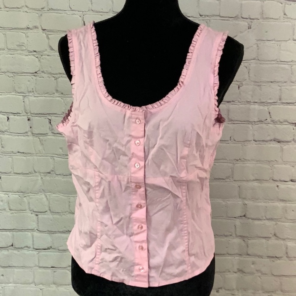 NWT Guess Baby Pink Corset button tank Extra Large